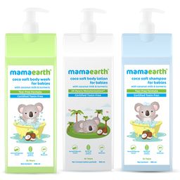 Mamaearth Coco Soft Body Lotion, Wash & Shampoo with Coconut Milk and Turmeric - 400 ml each-image-54