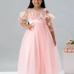 Mark & Mia Girls Solid Embellished Fit & Flare Maxi Dress With Flowers-picture-54