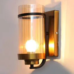 SHREE KALA HOME DECOR Brown & Bronze-Toned Metal Traditional Cylinder Shaped Wall Lamp-picture-25