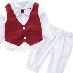 LULU & SKY Boys Pure Cotton Shirt & Waistcoat With Trousers-image-36