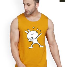 SLOWLORIS Pack Of 2 Printed Round Neck Sleeveless Bio-Wash Cotton Gym Vests-picture-11