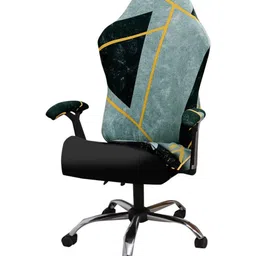 HOKIPO Grey Abstract Geometric Printed Stretchable Computer Rotating Gaming Chair Cover-image-37