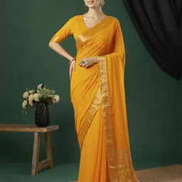KAYOMMI Woven Design Zari Pure Chiffon Saree-58