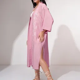 Vishudh Embroidered Shawl Collar Open Front Shrug image 4