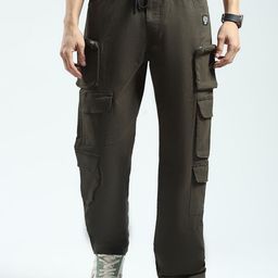 rock.it Men Straight Fit Cotton Cargos Trousers-image-24