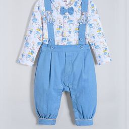 Hopscotch Boys Printed Bear Bow Corduroy Clothing Set-picture-22