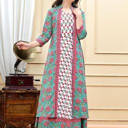 DSS FASHION Women Printed Pure Cotton Ethnic Dress With Jacket-picture-38