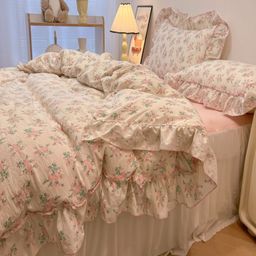 JC HOME Pink & Green Ethnic Motifs Polycotton 3 Piece Double King Regular Bedding Set-image-47