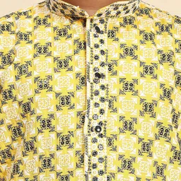 Pro-Ethic STYLE DEVELOPER Men Ethnic Motifs Printed Regular Thread Work Pure Cotton Kurta with Pyjamas image 2