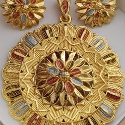 Niva Fashion Gold-plated Brass Jewellery set Pendent and matching Earing set-image-40