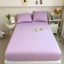 JC HOME Purple 220 TC Fitted Queen Bedsheet Set 2 m x 1.5 m-image-56