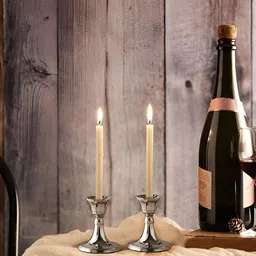 VoiDrop Silver-Toned 2 Pieces Textured Aluminium Candle Holders-12