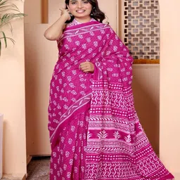 Lovwear Floral Pure Cotton Ikat Saree-picture-25
