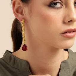 Anouk Gold Plated Beaded Classic Drop Earrings-13