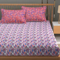 FURNOFY Multicoloured Geometric Print 130 GSM Super Fine King Bedsheet And 2 Pillow Covers-picture-48