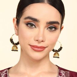 Anouk Gold-Plated Pearls Dome Shaped Jhumkas-image-15