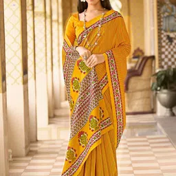 Anouk Rustic Striped Silk Blend Block Print Saree image 4