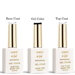 Adbeni Set Of 3 Da Girl UV/LED Soak-Off Gel Nail Polish- 15 ml Each- Base Coat- Gel Color-12