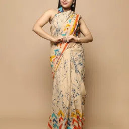 JAIPURI PRINT Batik Print Pure Cotton Saree With Blouse-26