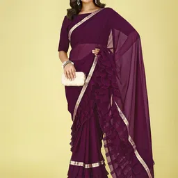 F FASHION Gotta Patti Ruffles Pure Georgette Saree-picture-24