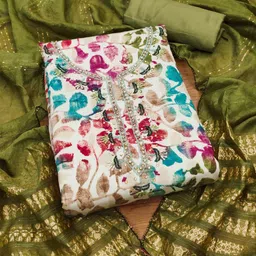 KALINI Embellished Unstitched Dress Material-image-90
