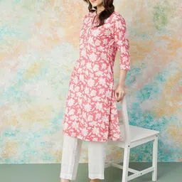 Melange by Lifestyle Women Floral Printed Mandarin Collar Kurta-image-76