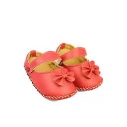 neska moda Baby Bloom 6 To 12 Months Baby Girls Synthetic Leather Sling Back Sandal/ Booties (Toe to Heel Length - 12 cm, Red)-picture-1