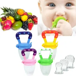 BPA-Free Silicone Food Nibbler With 2 Extra Mesh Nipples For Fruit And Veggie With Handle For Baby 3-12 Months Feeder-0