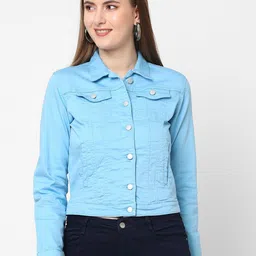 Kraus Jeans Washed Spread Collar Crop Cotton Jacket-23