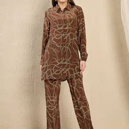 First Resort by Ramola Bachchan Printed Shirt With Trousers Co-Ords-image-83