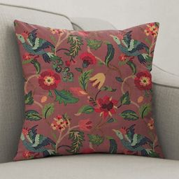 CASABLEU Cabal Pink & Green 2 Pieces Floral Embroidered Square Cushion Covers-picture-33
