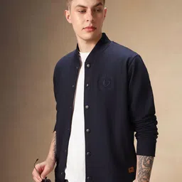 Dennis Lingo Men Mandarin Collar Front-Open Sweatshirt-picture-1