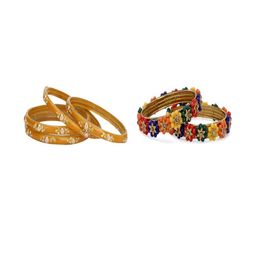 Somil Elegant Combo Glass Bangle Set | Handmade Traditional Chudi For Women | Perfect For Daily & Occasion Use, Combo of 2 Set, Yellow, Multicolor-image-72