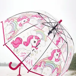Little Surprise Box LLP Kids Pink & Transparent Printed Manual 2 Fold Umbrella-5