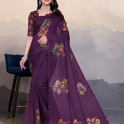 Sadika Floral Print Aari Work Saree-picture-12