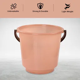 Kuber Industries Peach-Coloured & Brown 2 Pieces Lightweight Buckets 13 L Each image 2