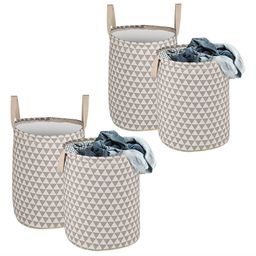 Kuber Industries Grey & White 4-Pieces Printed Cotton Laundry Bag-90