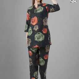 TITTLI Pack Of 2 Printed Mandarin Collar Relaxed Fit Tunic With Trousers Co-Ords-picture-6