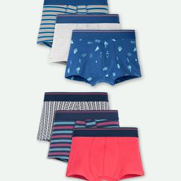 ariel Boys Pack Of 6 Assorted Printed Trunks AR-BT-P6-S1-stripe_RED-image-77