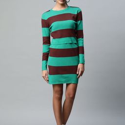 Global Republic Striped Round Neck Long Sleeves Top With Skirt-22