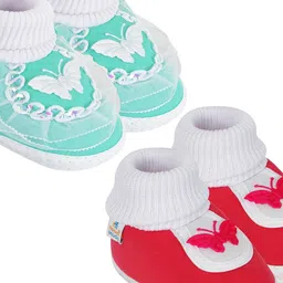 NESKA MODA 12 To 18 Month Non Slip Toddler Baby Unisex Set Of 2 Pair Cotton Butterfly Frill Booties-image-96