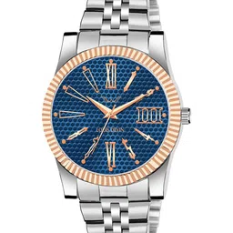 LOUIS DEVIN Men Brass Embellished Dial & Stainless Steel Bracelet Style Straps Analogue Watch LD-CP059-BLU-image-85