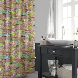ArtzFolio Pink & Green Printed Waterproof Shower Curtain-image-95