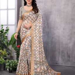 vj fashion Floral Printed Zari Silk Cotton Zari Saree-20