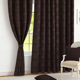 Story@home Brown & Beige Set of 2 Black Out Long Door Curtain-51