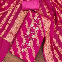 Blissta Floral Printed Beads And Stones Unstitched Dress Material-image-80
