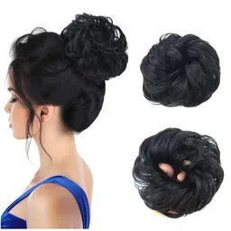 MEGARICH Wavy Halo Bun Hair Extension Black 6 Inch-image-91