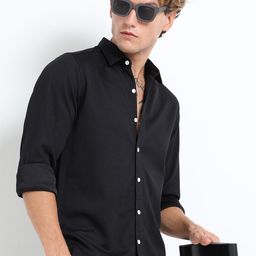 THE BEETEL HOUSE Men Textured Spread Collar Casual Shirt-image-79