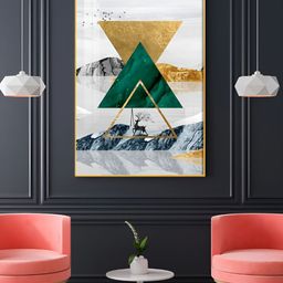 THE NEXT DECOR Emerald Apex Glass Finish Vertical Wall Art-image-94
