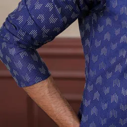 PulseIQ Men Navy Blue Cotton Blend Kurta Sets image 5